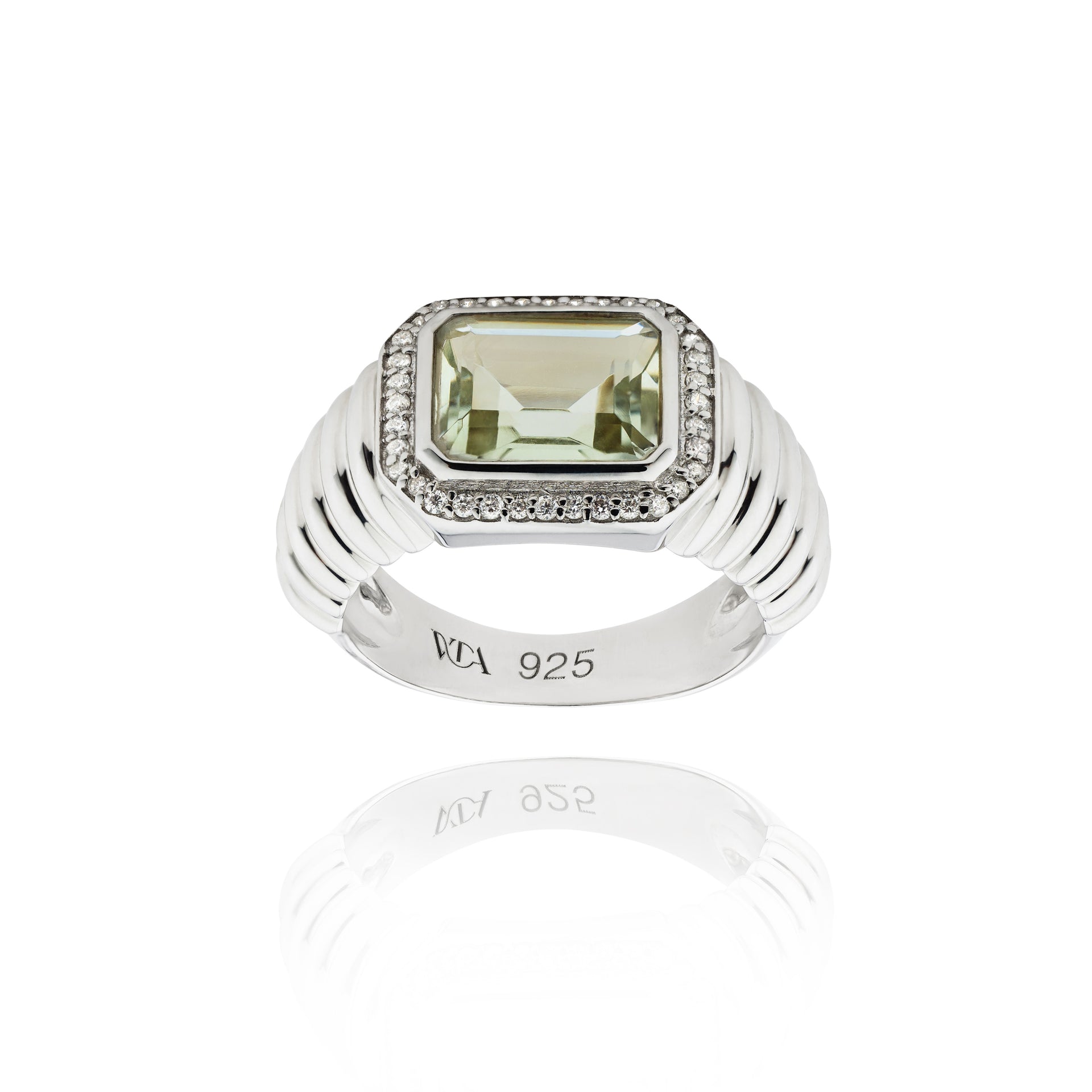 Marly Silver Ring, Green Amethyst 