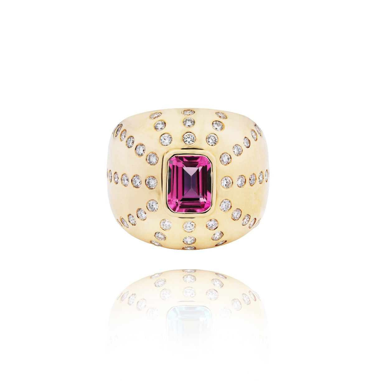 Marteen Gold and pink Tourmaline ring 