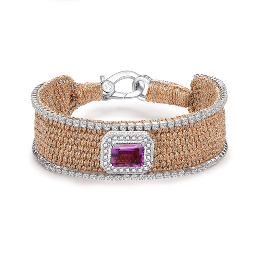 Bracelet Navajo Brass - Améthystes