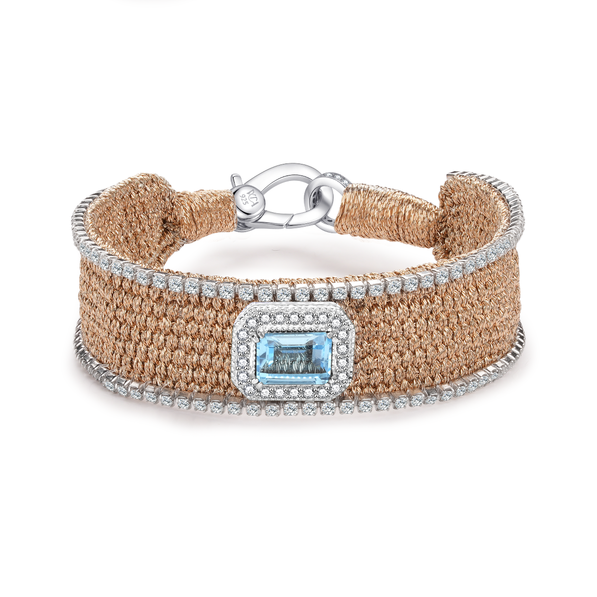 Bracelet Navajo Brass - Topaze blue swiss
