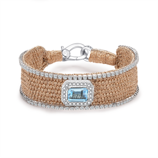 Bracelet Navajo Brass - Topaze blue swiss