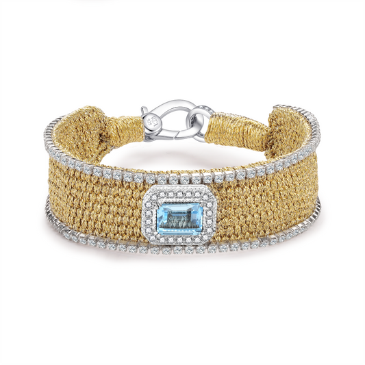 bracelet navajo gold - topaze blue swiss