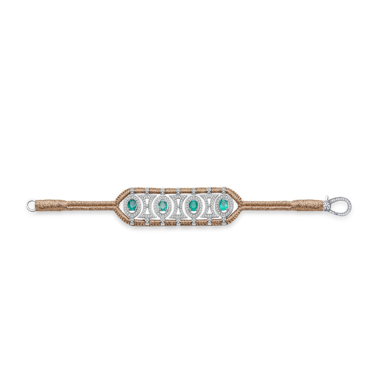Olinda brass bracelet - Emeralds