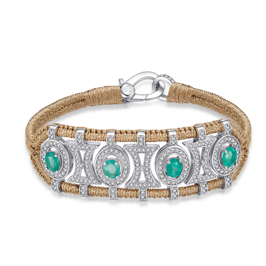 Olinda brass bracelet - Emeralds