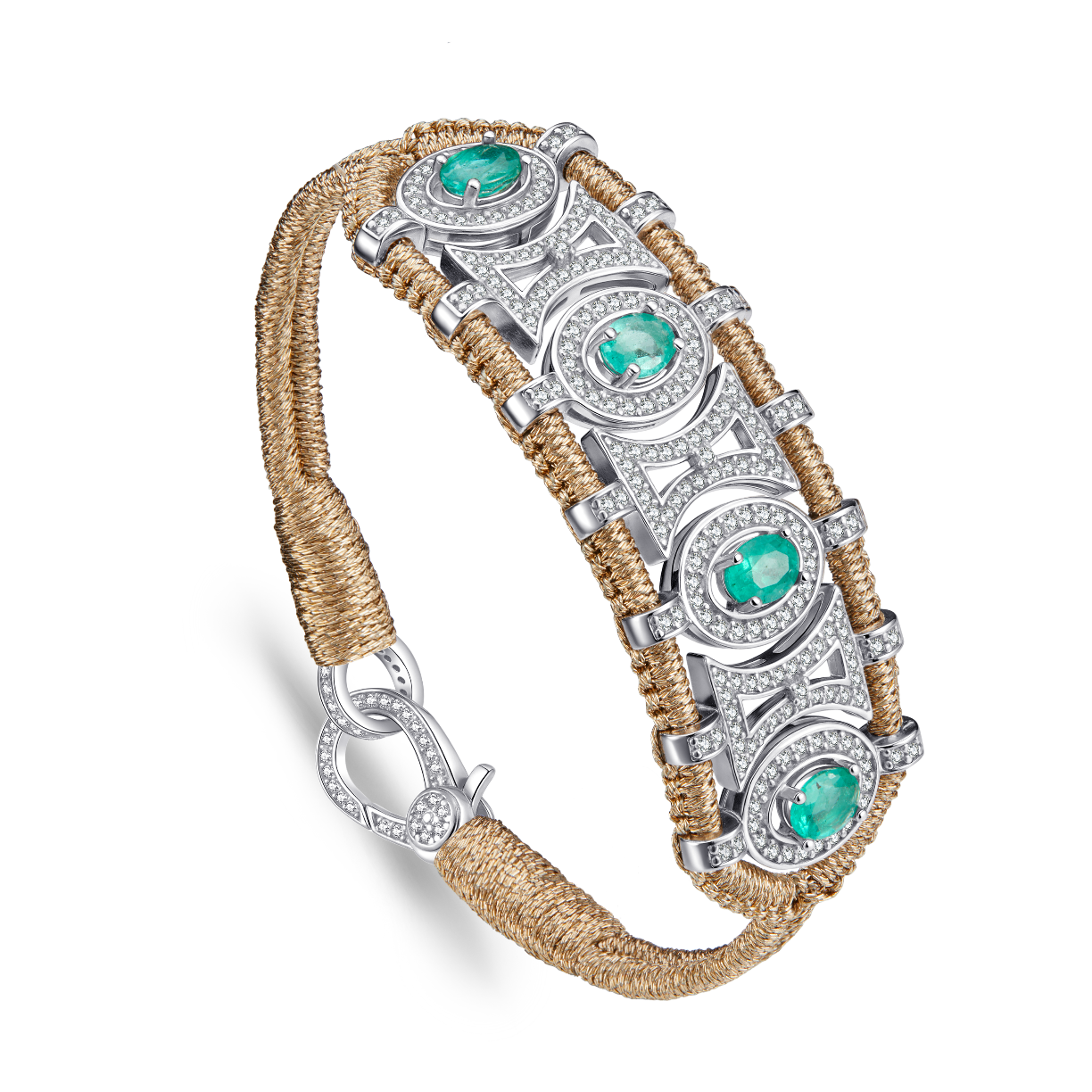 Olinda brass bracelet - Emeralds