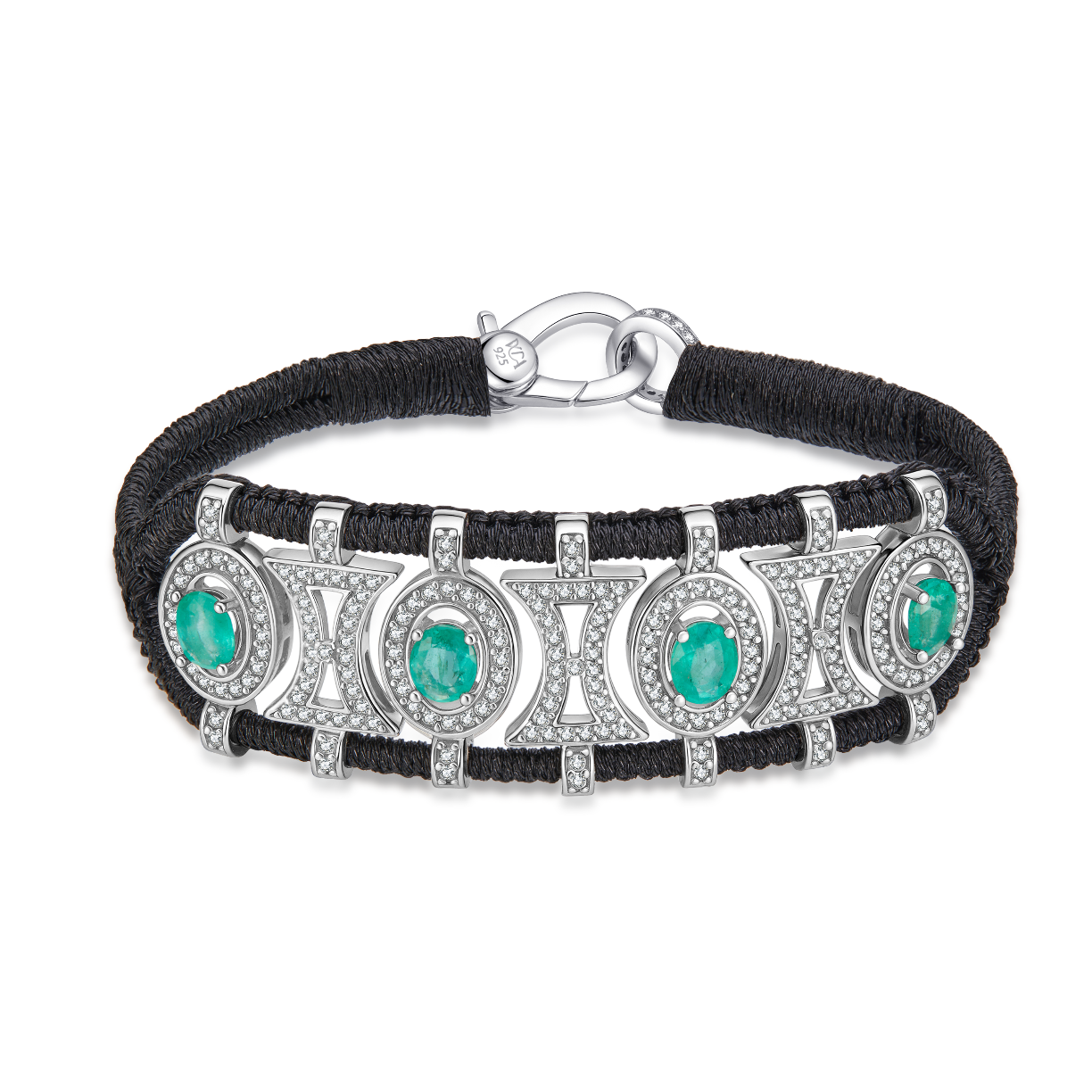 Olinda dark black bracelet - Emeralds