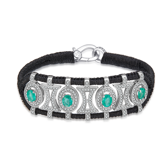 Olinda dark black bracelet - Emeralds
