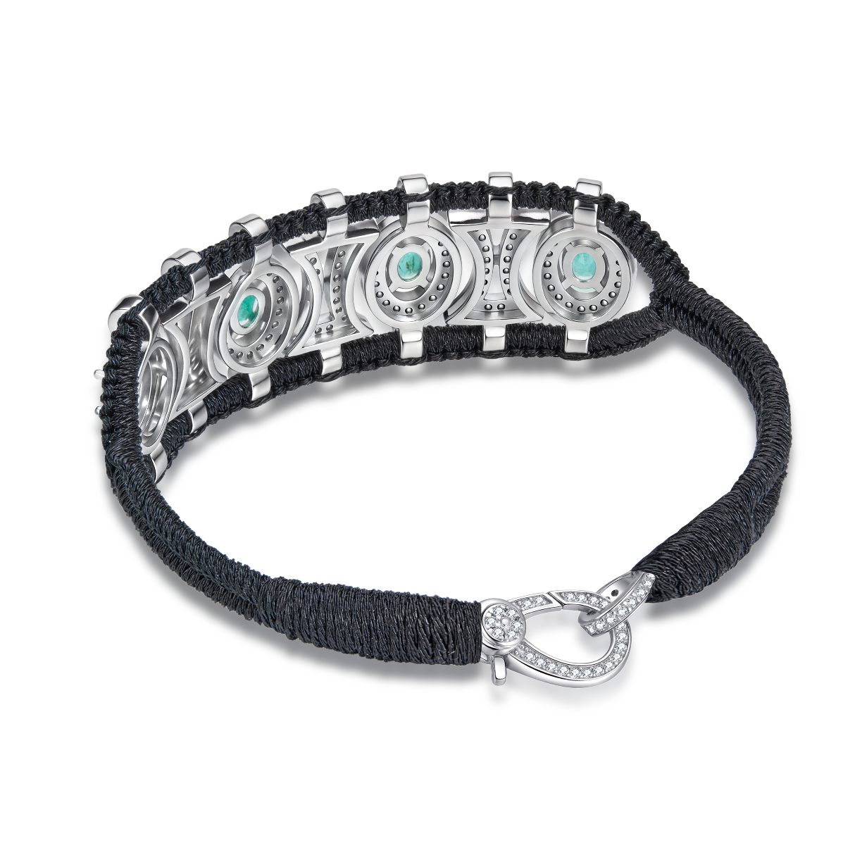 Olinda dark black bracelet - Emeralds