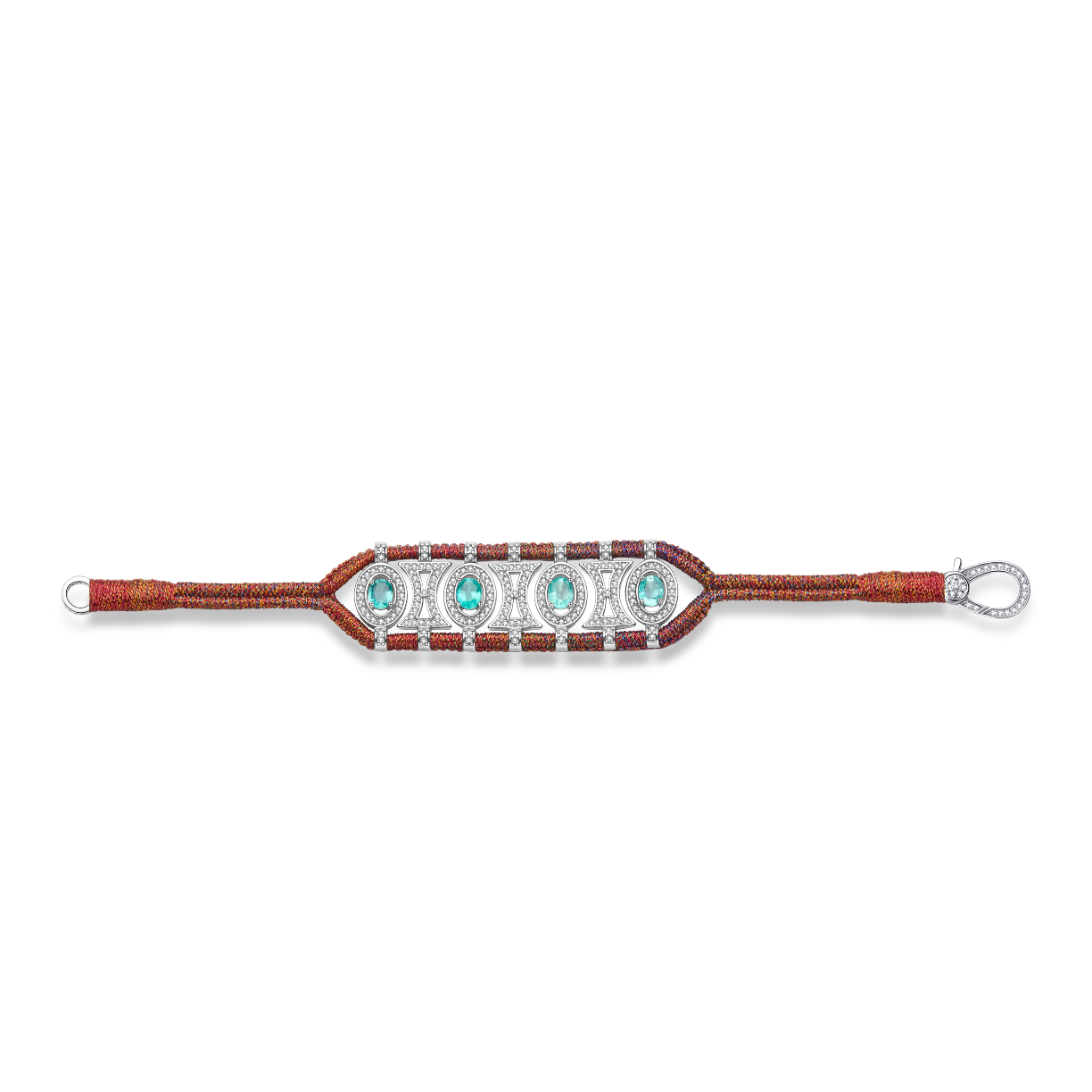 Olinda red shanti bracelet - Emeralds