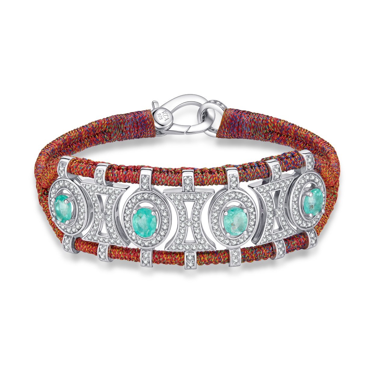 Olinda red shanti bracelet - Emeralds
