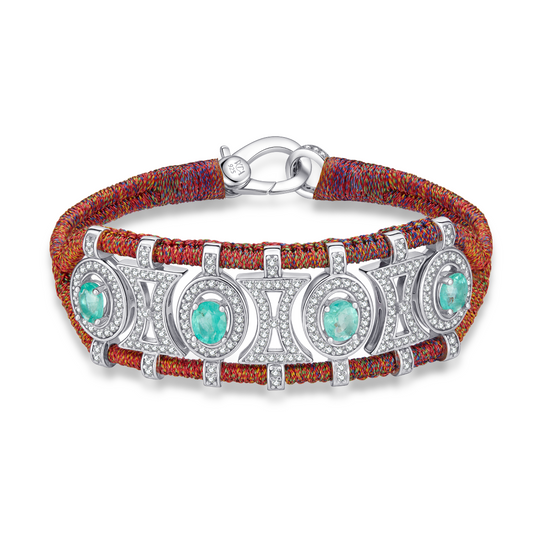 Olinda red shanti bracelet - Emeralds