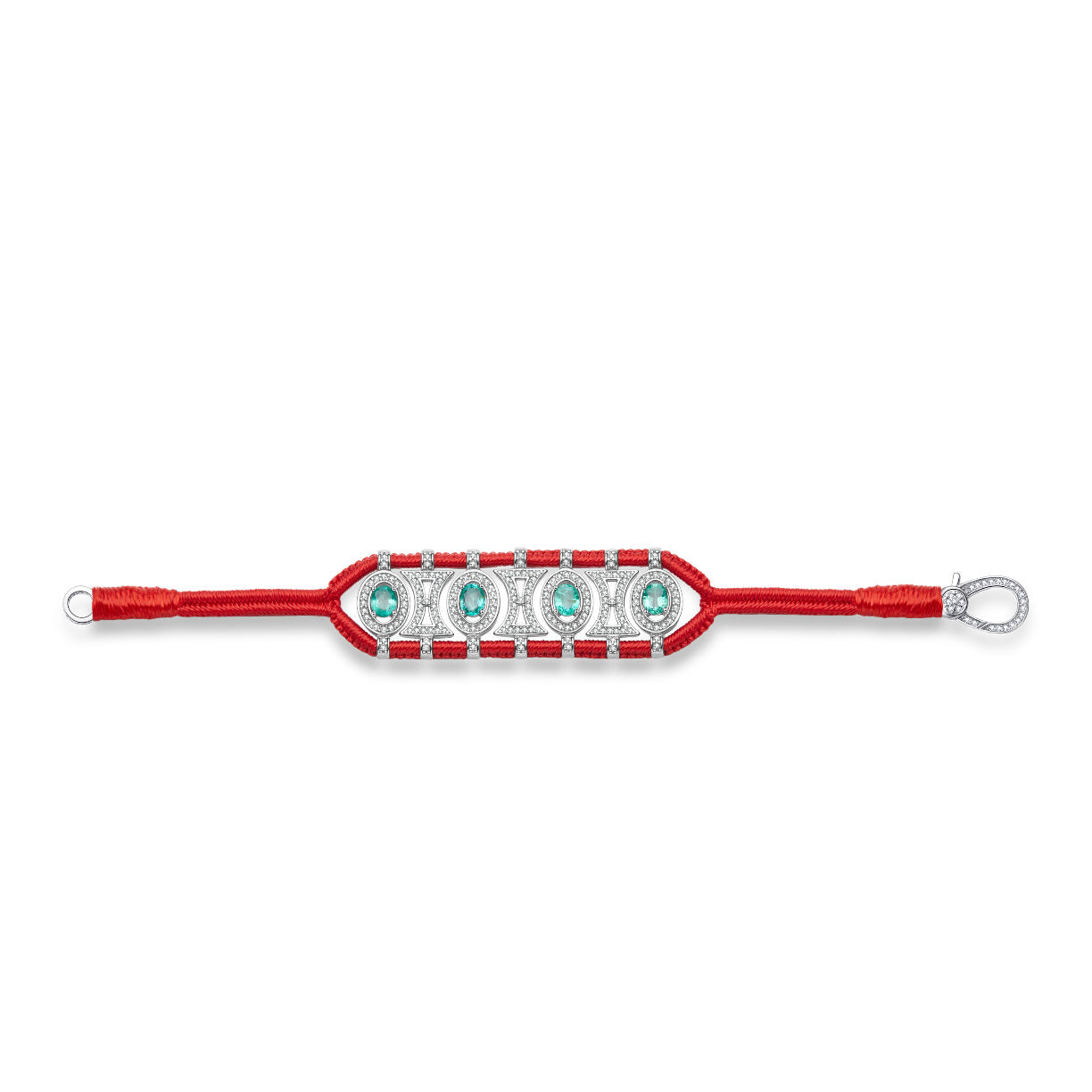 Bracelet Olinda rouge - émeraudes