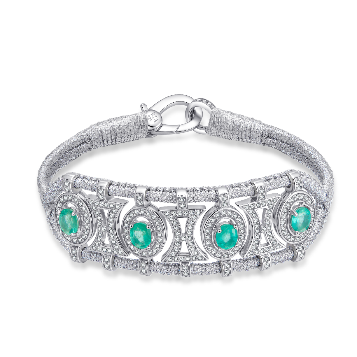 Olinda silver bracelet - Emeralds