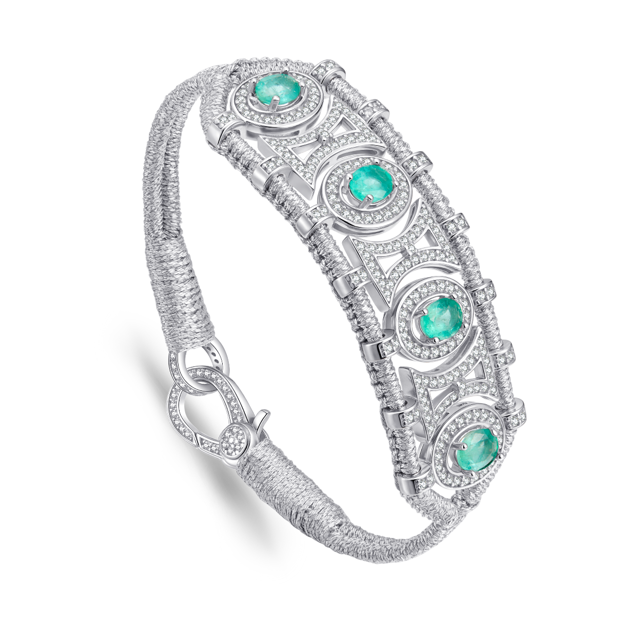 Olinda silver bracelet - Emeralds