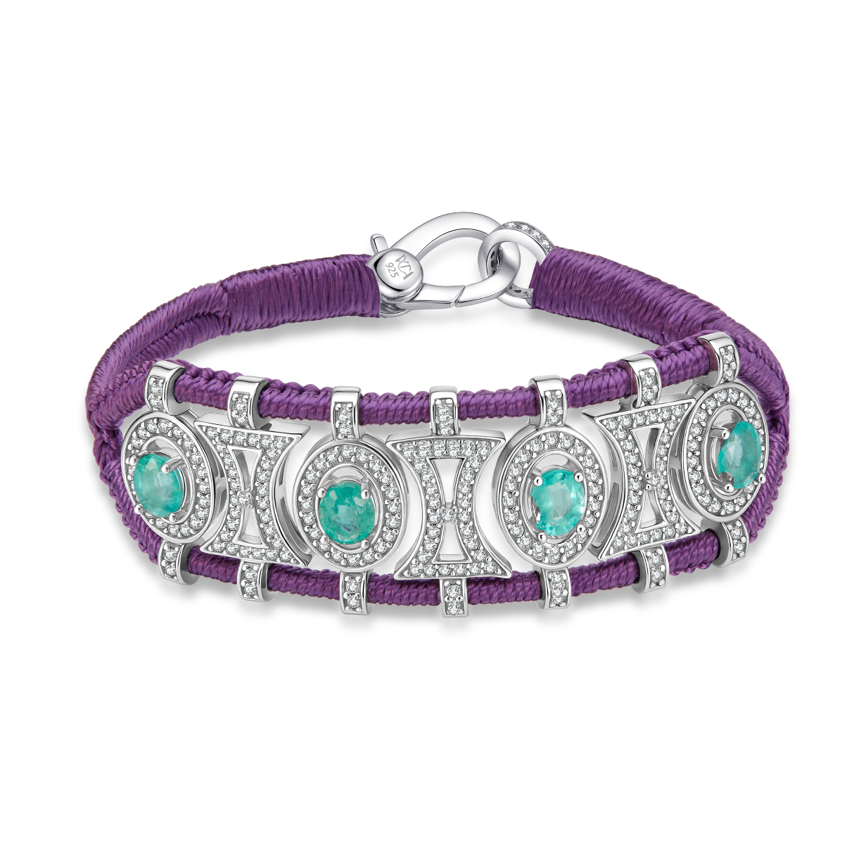 Bracelet Olinda violet - émeraudes