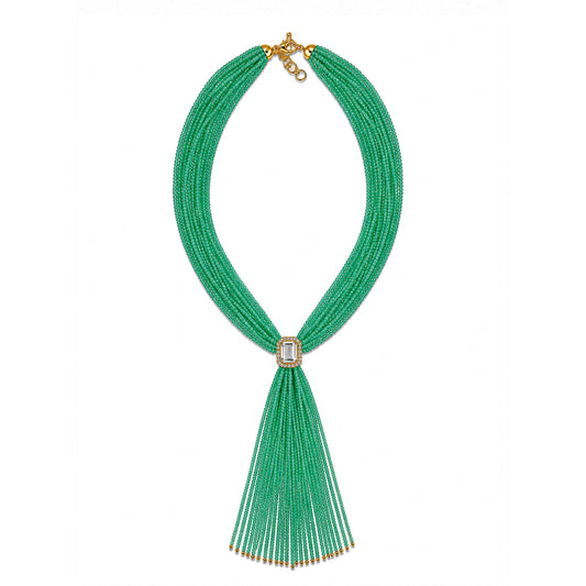Tassel chrysoprase Necklace - crystal