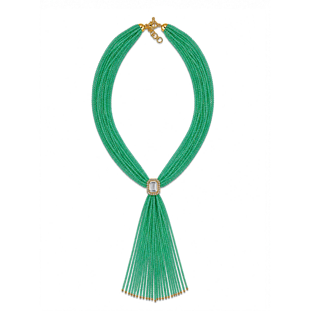 Tassel chrysoprase Necklace - crystal