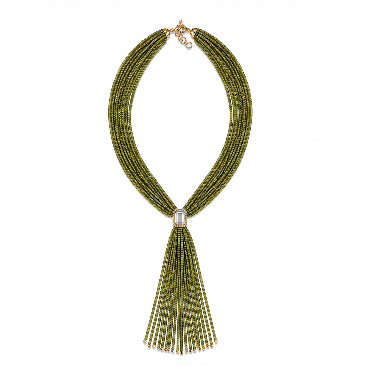 Tassel lime Necklace - green Amethyst