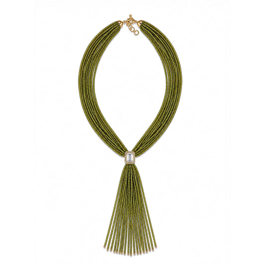 Tassel lime Necklace - green Amethyst