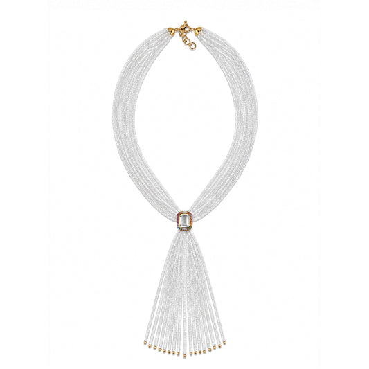 Tassel white Necklace - crystal
