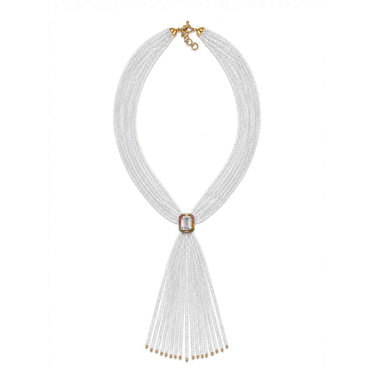 Tassel white Necklace - crystal