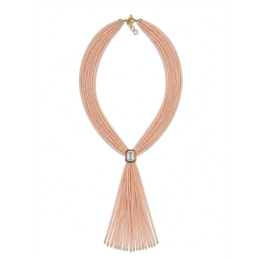 Tassel nude Necklace - crystal