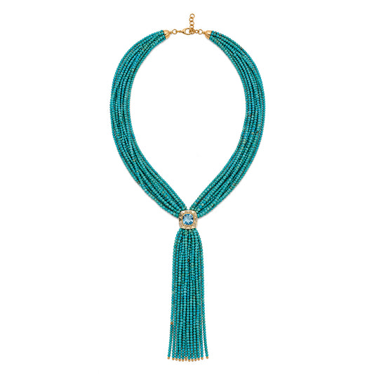 Tassel turquoise Necklace - Topaz