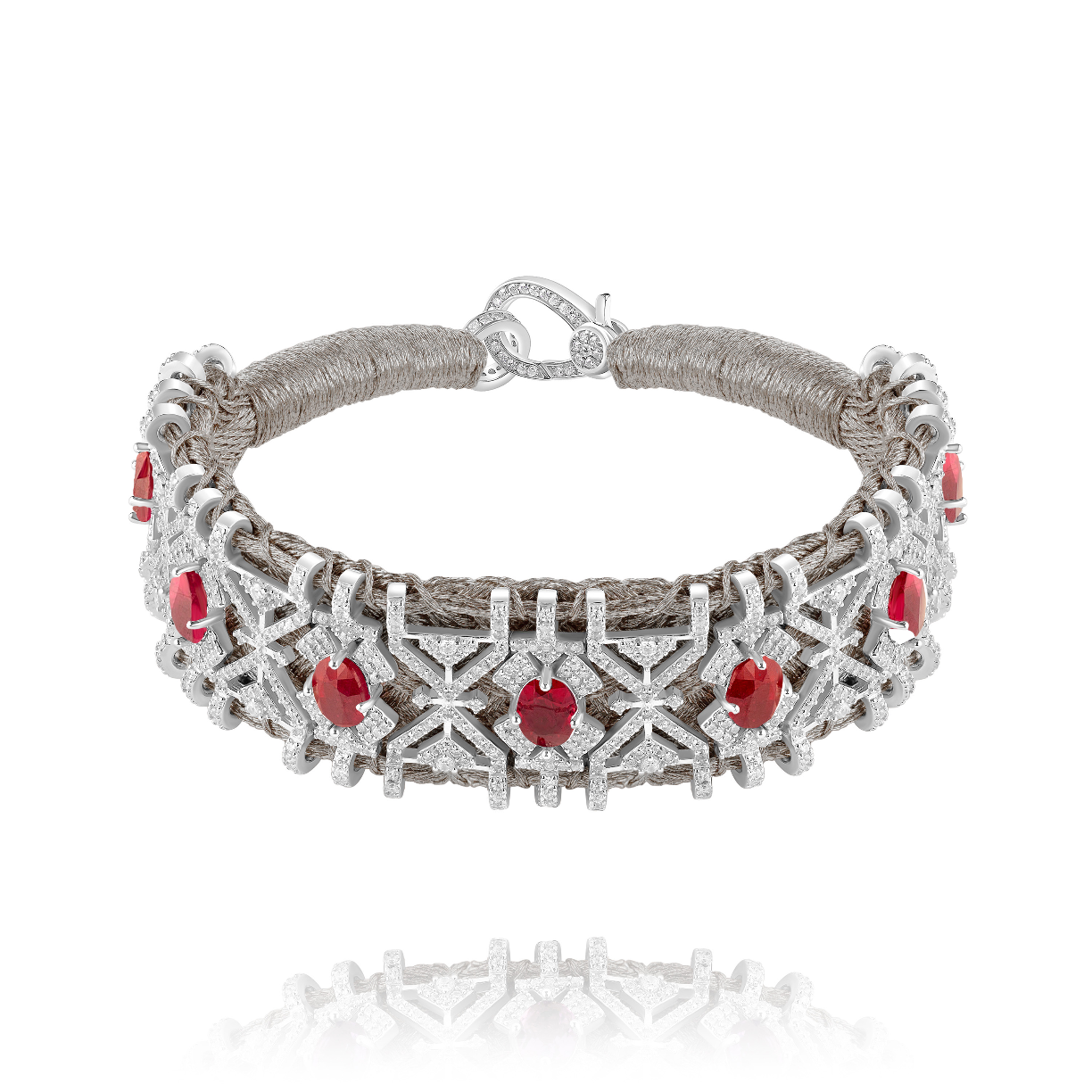 Silver Palmas bracelet - Ruby