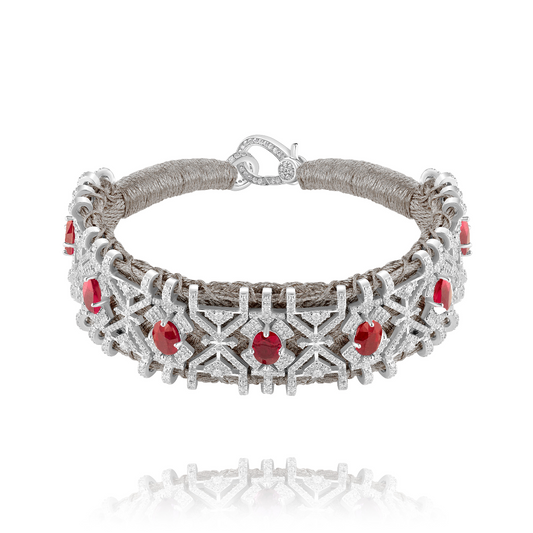 Silver Palmas bracelet - Ruby