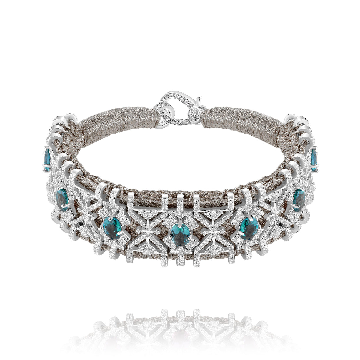 Silver Palmas bracelet - Topaze