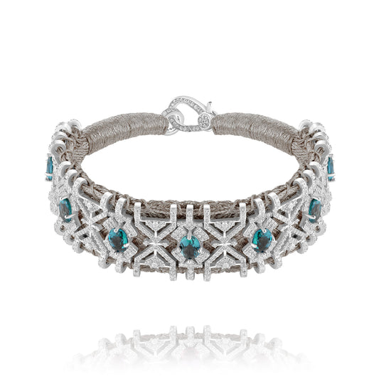 Silver Palmas bracelet - Topaze