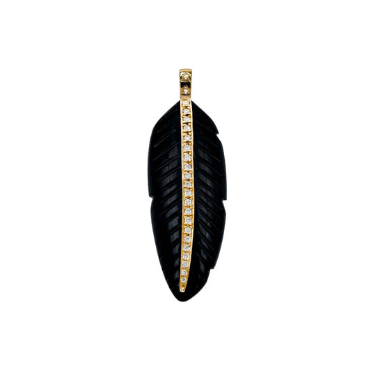 Onyx feather pendant 