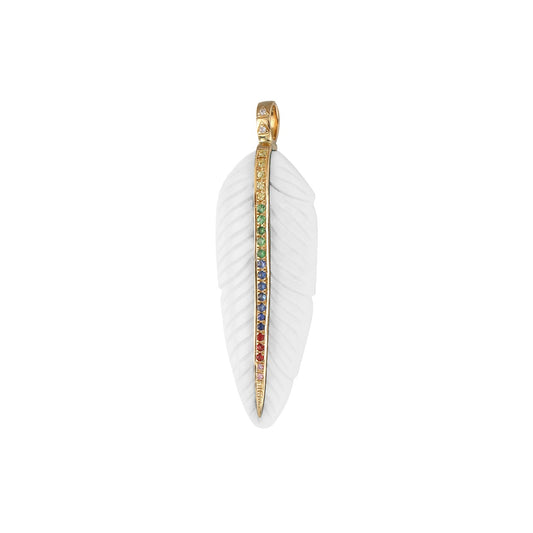 Multicolored Agate feather pendant