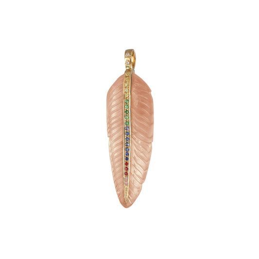 Multicolored Carnelian feather pendant 