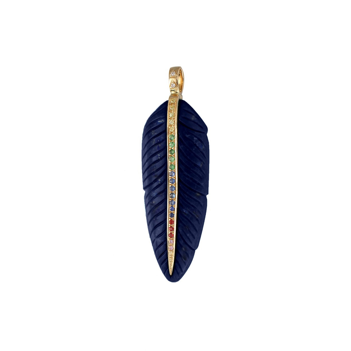 Rainbow Lapis feather pendant 