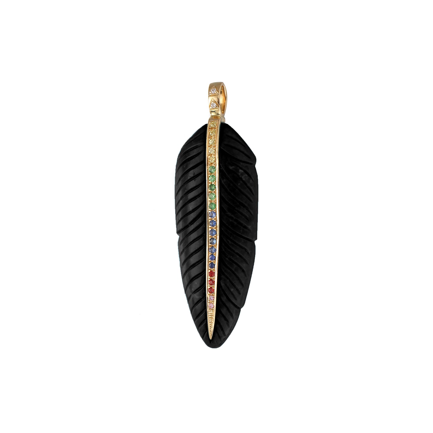 Multicolored Onyx Feather Pendant