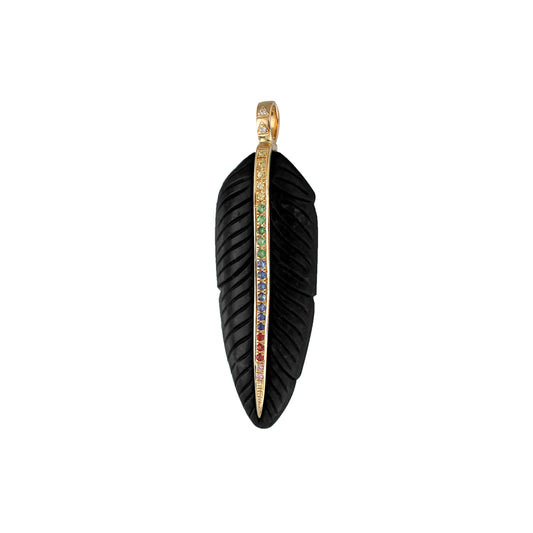 Multicolored Onyx Feather Pendant