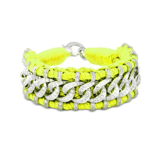 Neon Yellow Recife bracelet in 925 silver and diamonds