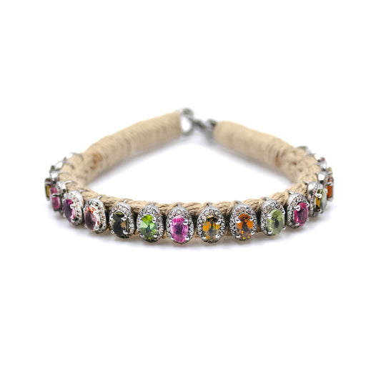 Rio Vanille bracelet semi-precious stones in 925 silver and diamonds
