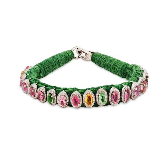 Rio Vert bracelet semi-precious stones in 925 silver and diamonds