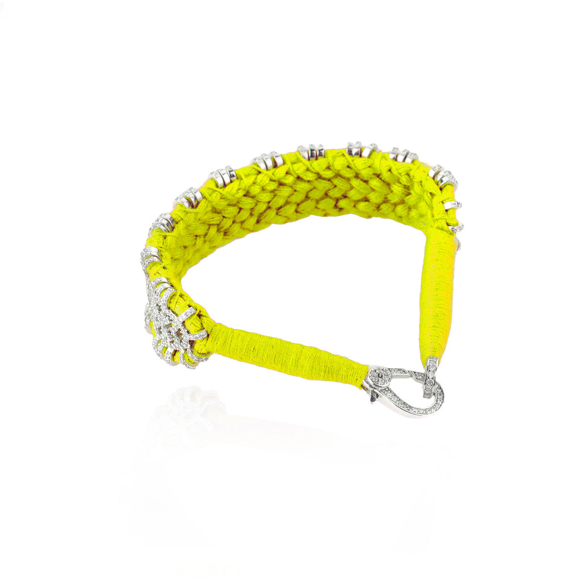Salvador Fluo Yellow bracelet in 925 silver and diamonds