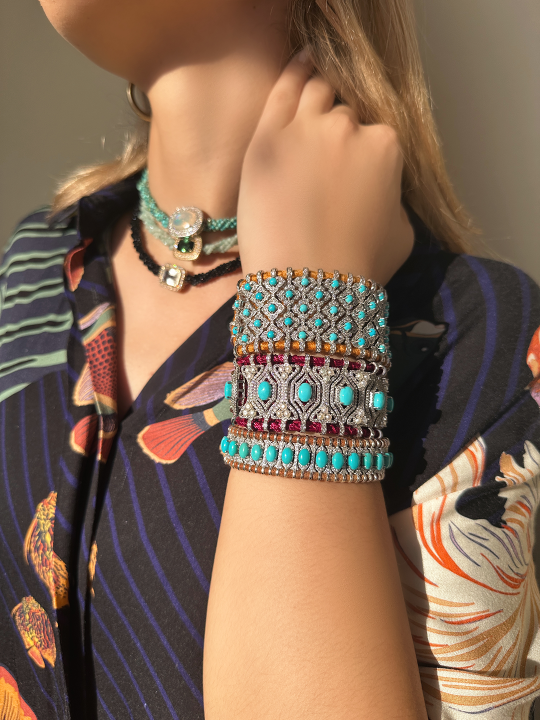 Santos Camel bracelet - Turquoise