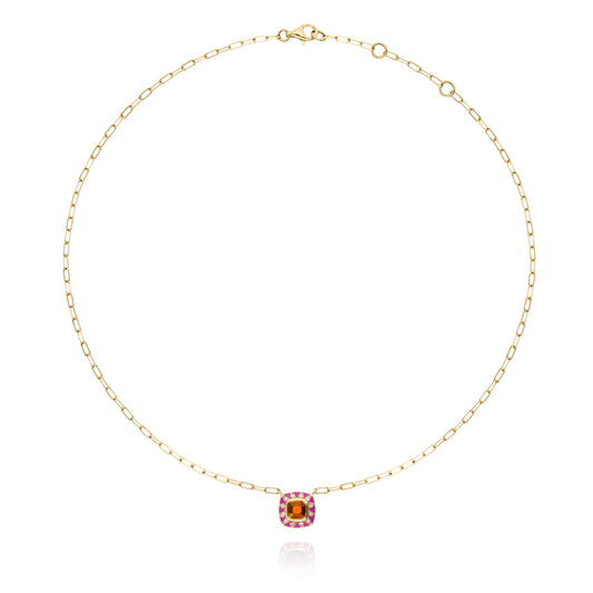 Stella necklace, purple chain and diamonds with Madeira citrine