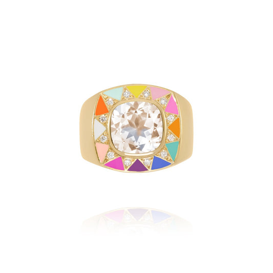Stella Ring Gold, rainbow and crystal