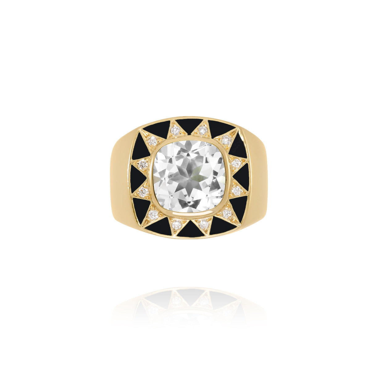 Stella black ring - Crystal