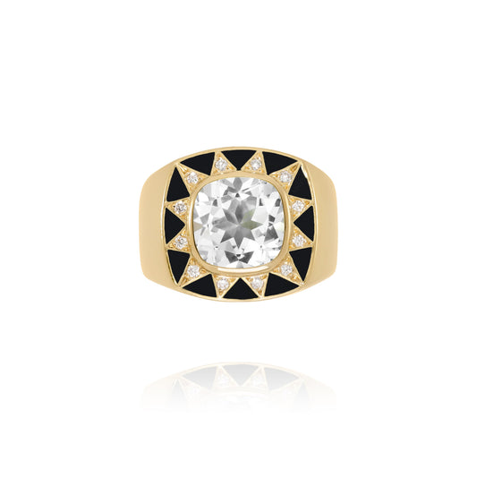 Stella black ring - Crystal