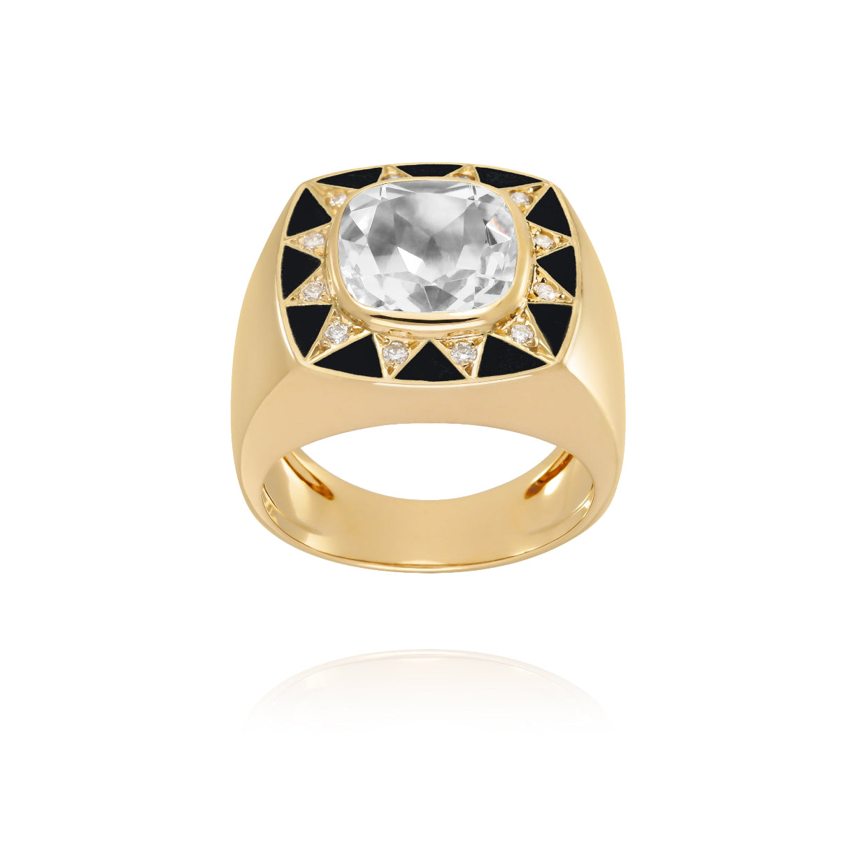 Stella black ring - Crystal