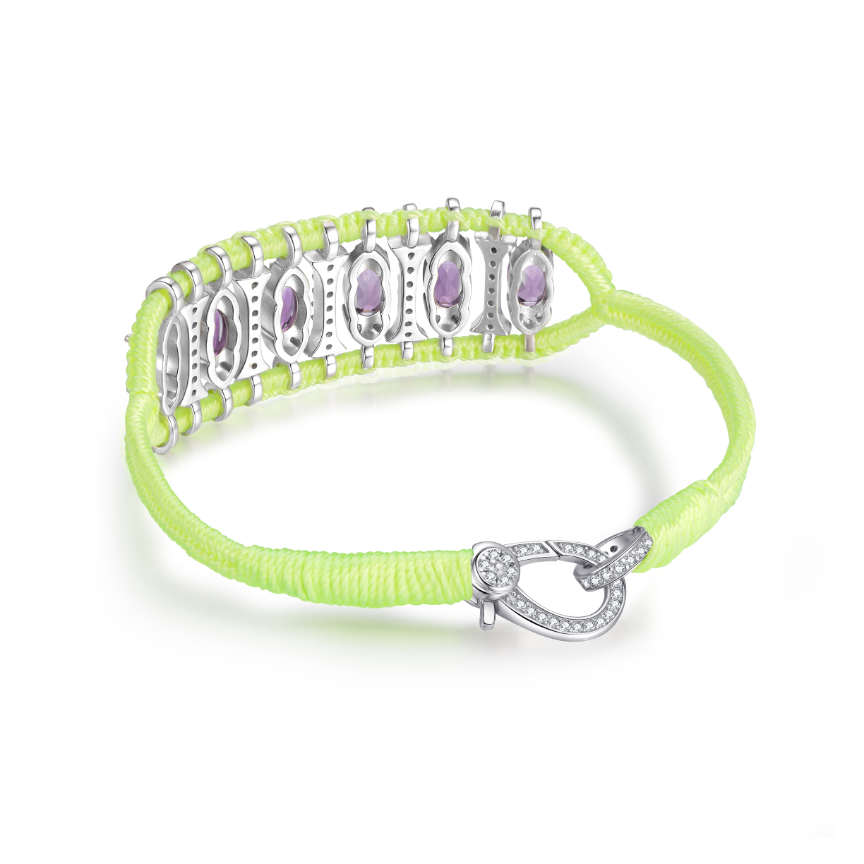 Bracelet Teresina jaune fluo - améthystes