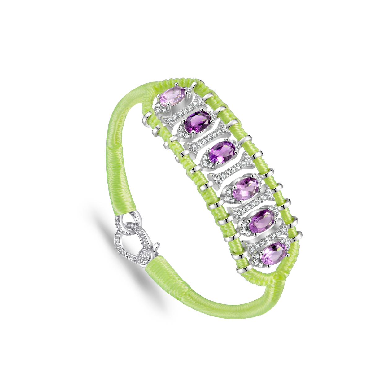 Bracelet Teresina jaune fluo - améthystes
