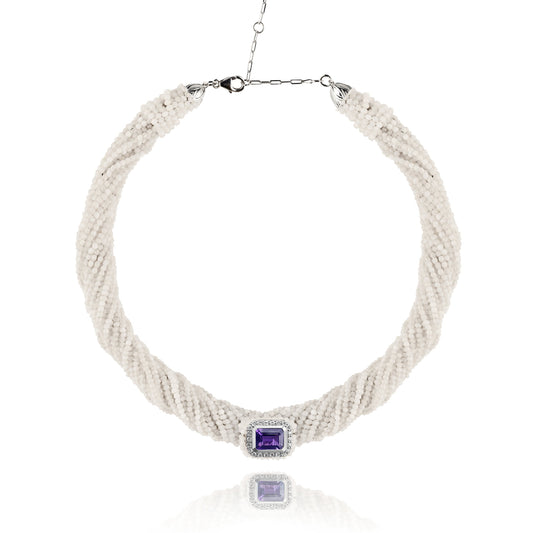 Collier Tornado Blanc - améthyste